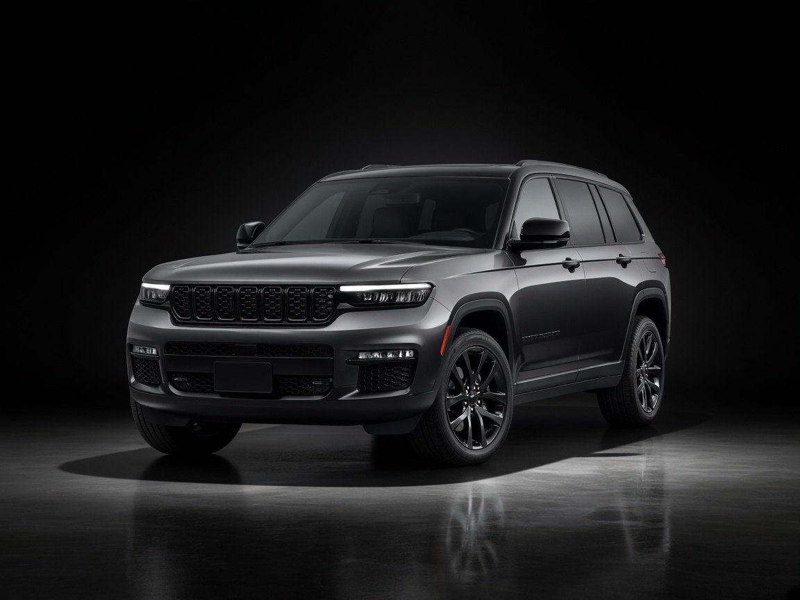 Studio render of a gray, black rims 2023 Jeep Grand Cherokee L
